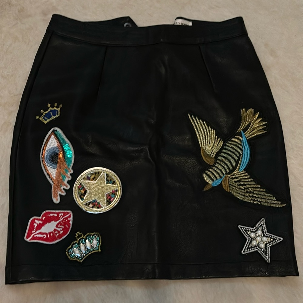 #skirt #leatherskirt #leather #patches
